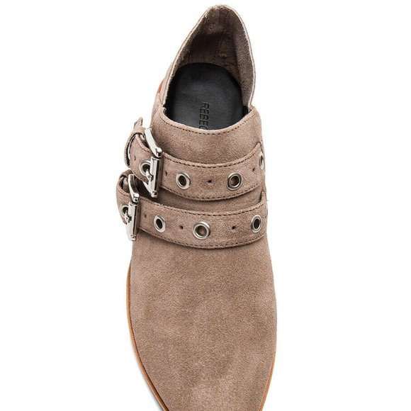 REBECCA MINKOFF Sand Austen Buckles Ankle BOOTIES Shoes 8.5 Beige Suede NEW $164 - Picture 5 of 12
